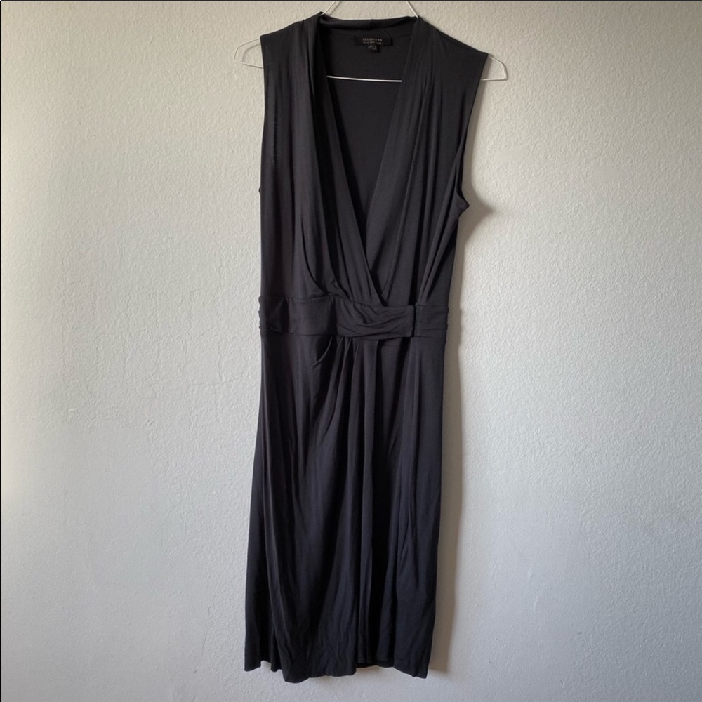 All Saints Novi Wrap Dress sleeveless ruching Bsn Sz 10